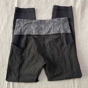 Lululemon Fresh Tracks Tight Size 8 Variegated Knit Black Heathered Black Pants‎